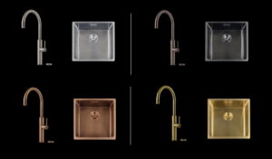 Selsiuz kokend water kraan & spoelbakken in 4 kleuren: Inox, Gun Metal, Copper & Gold, Selsiuz Push
