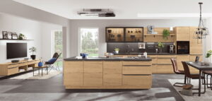 Industriële keuken Nobilia Structura 405, houten keuken decor eiken sierra