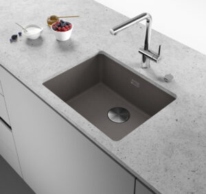 Grijze spoelbak betonlook - Fragraniet Franke Slate Grey wasbak