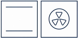 Ovensymbolen - links: boven en onderwarmte - rechts: hetelucht