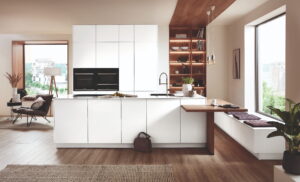 Design keuken met kookeiland en bar, Nobilia Easy Touch witte keuken