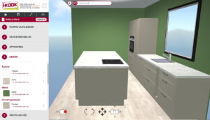 3D Keuken ontwerp, zijaanzicht kookeiland, I-KOOK keukenplanner
