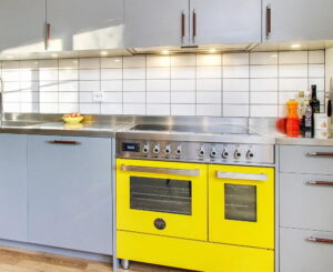 Geel Bertazzoni fornuis inductie 90 cm Professional, 2 ovens, 5 kookzones