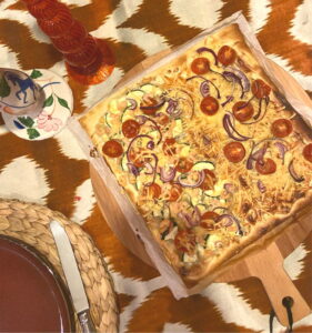 Snel & gezond recept Flammkuchen - Bereiding Flammkuchen met courgette en garnalen